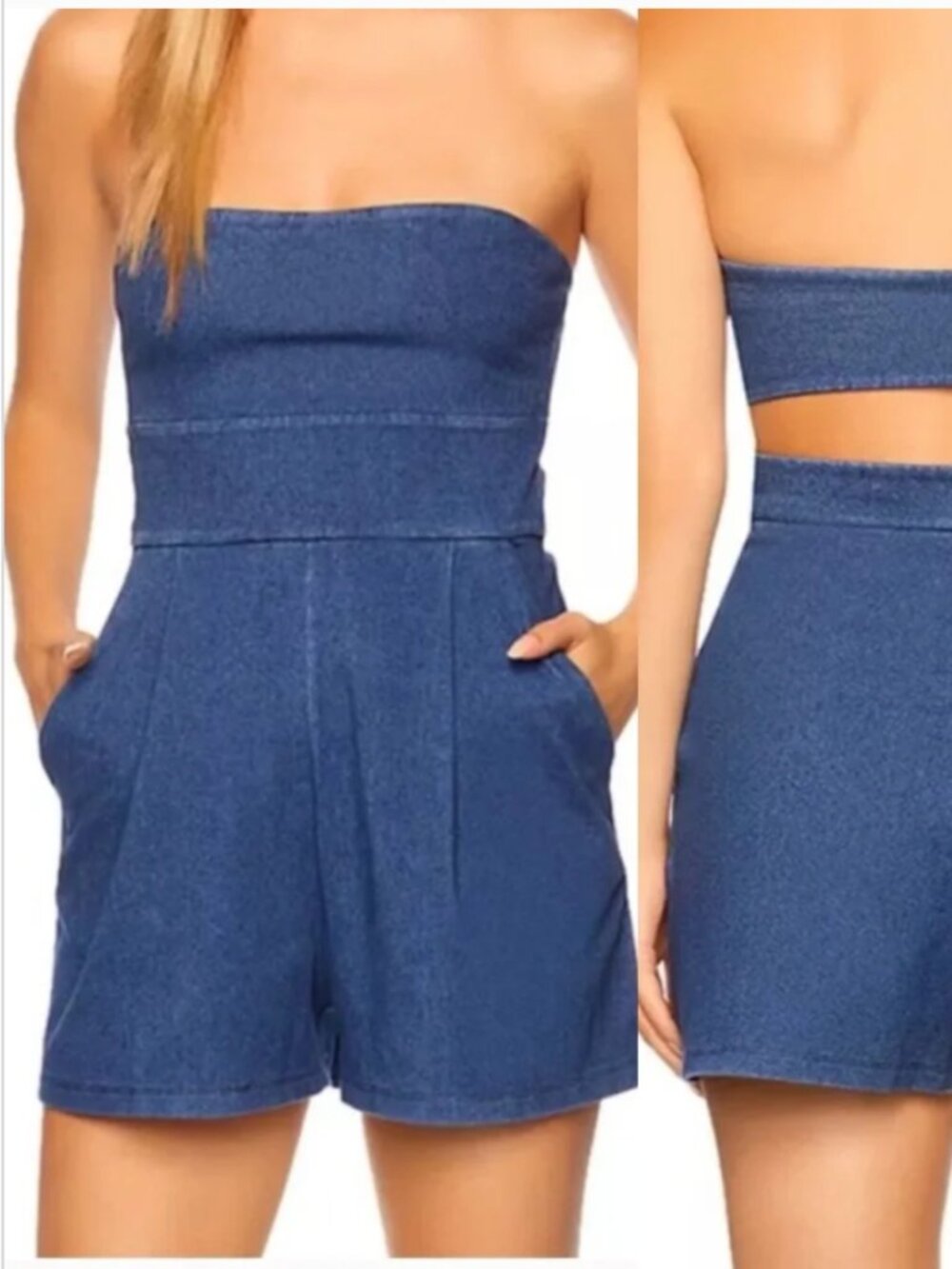 Susana Monaco Stretch Denim Tube Romper